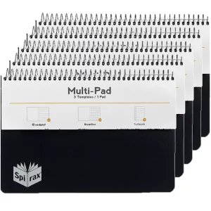 5 Pack Spirax Multi Pad 100 Page A5 3 Templates Blank/Ruled/Grid/List Landscape
