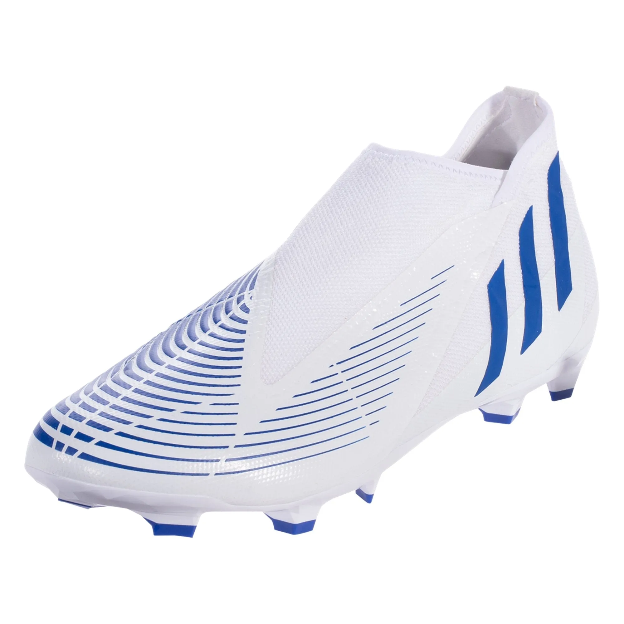 adidas Predator Edge.3 Laceless FG Firm Ground Soccer Cleats - Footwear White/Hi res Blue/Legacy Indigo