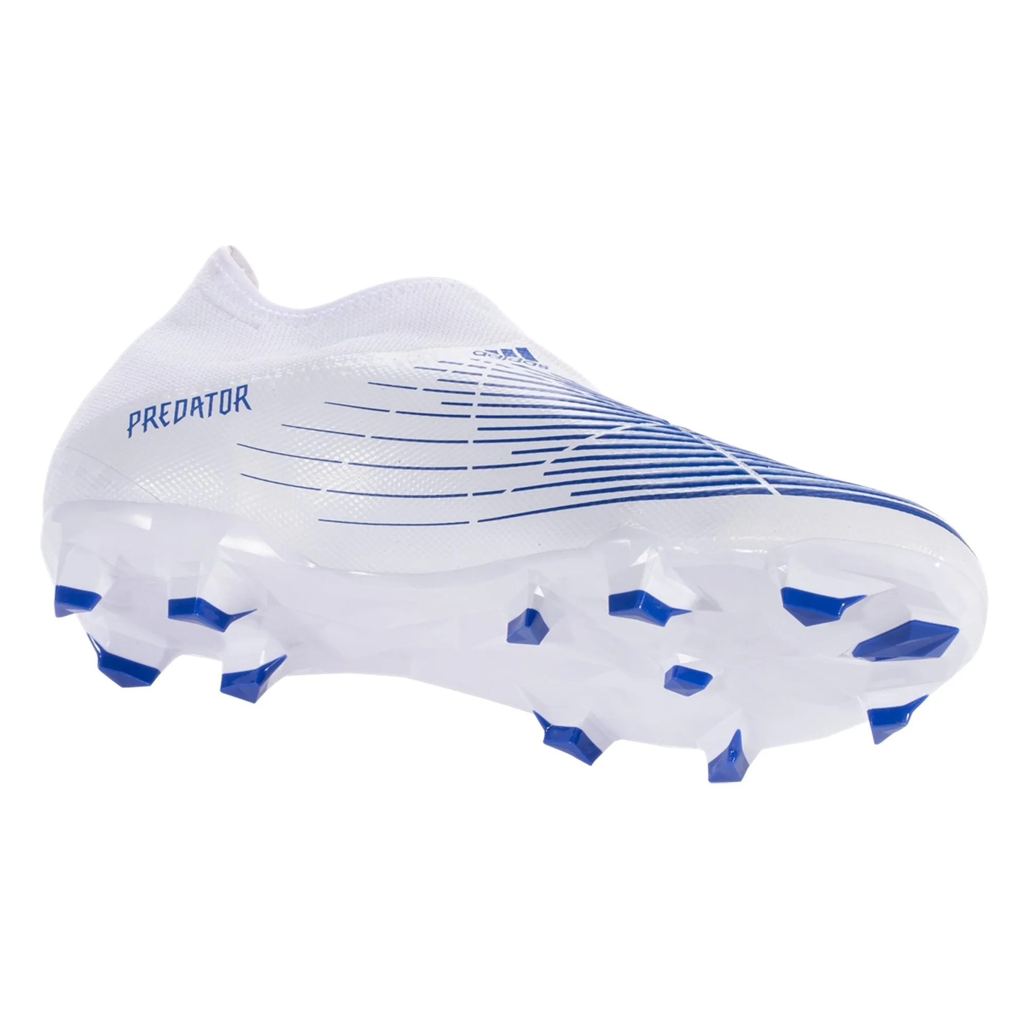 adidas Predator Edge.3 Laceless FG Firm Ground Soccer Cleats - Footwear White/Hi res Blue/Legacy Indigo