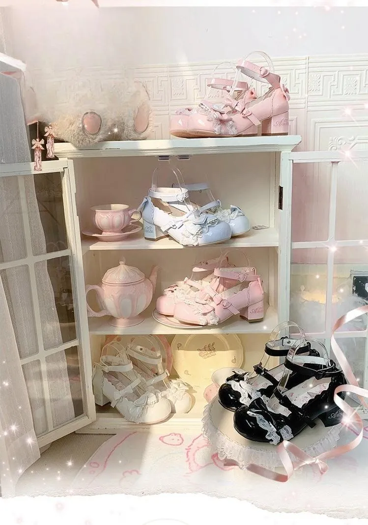 Aimee~Sakura~Sweet Lolita Heels Cute Mid-heel Mary Jane Shoes