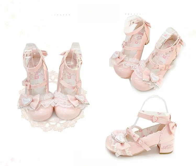 Aimee~Sakura~Sweet Lolita Heels Cute Mid-heel Mary Jane Shoes