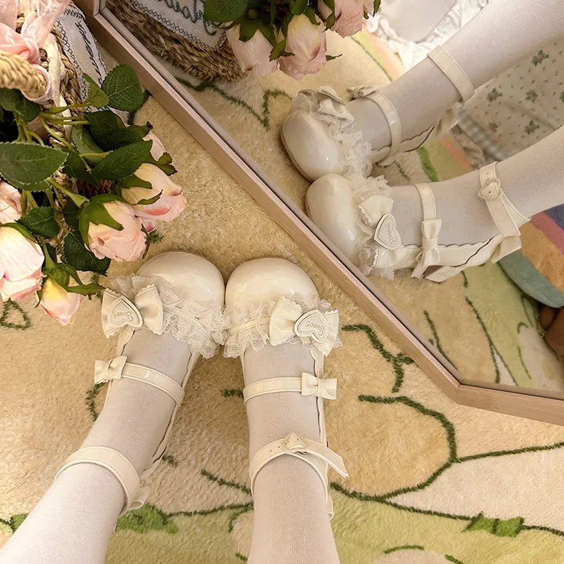 Aimee~Sakura~Sweet Lolita Heels Cute Mid-heel Mary Jane Shoes