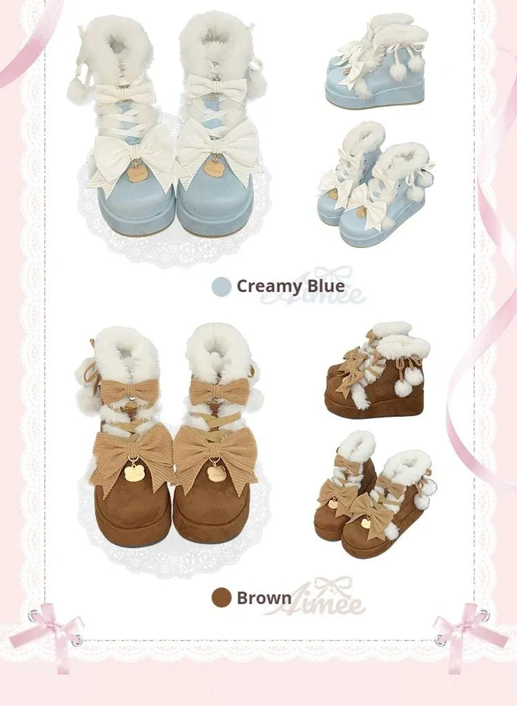 Aimee~Warm~Winter Sweet Lolita Snow Boots Thick Sole Fleece Shoes