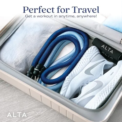 ALTA Resistance Tube Bands for Women - Full Kit Resistance Bands for Working Out with Handles, Ankle Straps, Door Anchor – Home Workout Bands for Physical Therapy, Pilates Long Exercise Bands Set