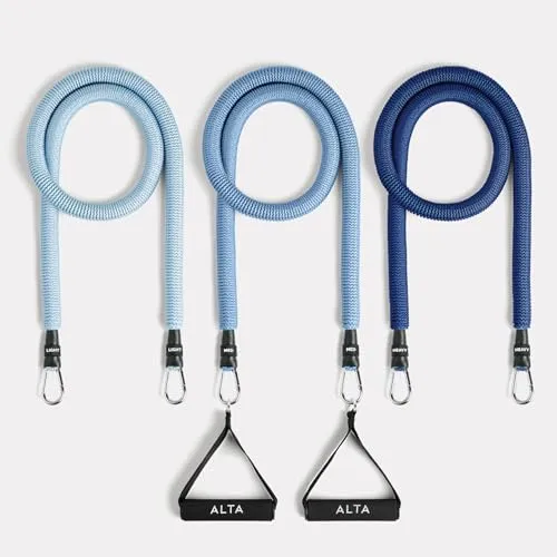 ALTA Resistance Tube Bands for Women - Full Kit Resistance Bands for Working Out with Handles, Ankle Straps, Door Anchor – Home Workout Bands for Physical Therapy, Pilates Long Exercise Bands Set