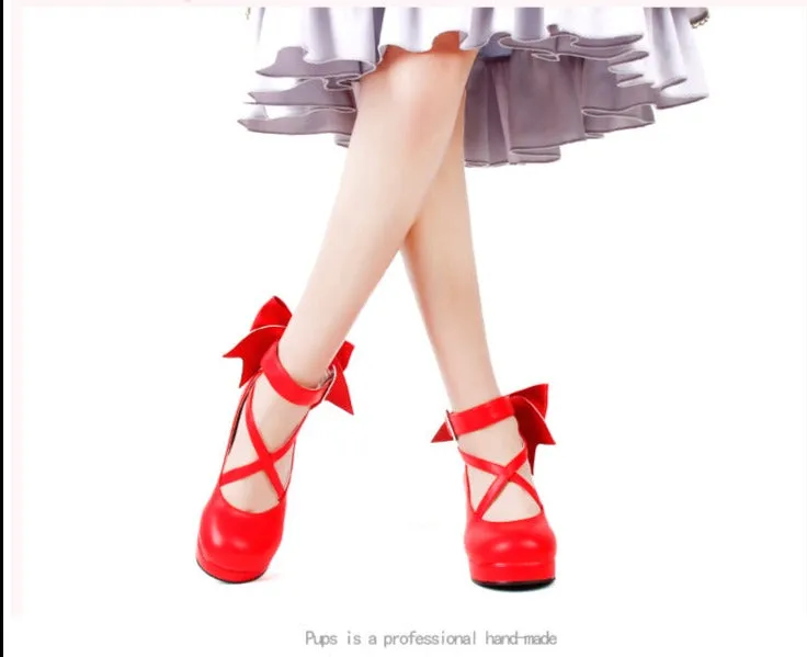 Angelic imprint~Elegant Lolita Shoes Princess Bowknot Lolita Heels Shoes