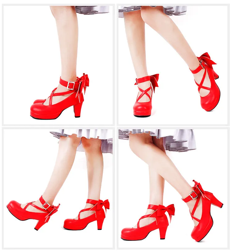 Angelic imprint~Elegant Lolita Shoes Princess Bowknot Lolita Heels Shoes