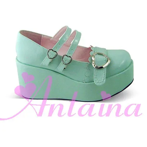 Antaina~Sweet Lolita Shoes Lace Heart Platform Shoes in Plus Size