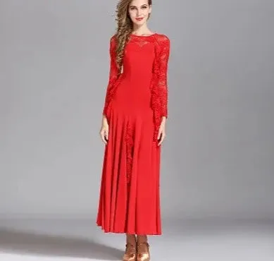 Ballroom Dance Adult Female Ruffles Big Swing Dress Costume
