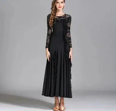 Ballroom Dance Adult Female Ruffles Big Swing Dress Costume