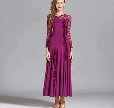 Ballroom Dance Adult Female Ruffles Big Swing Dress Costume