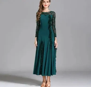 Ballroom Dance Adult Female Ruffles Big Swing Dress Costume