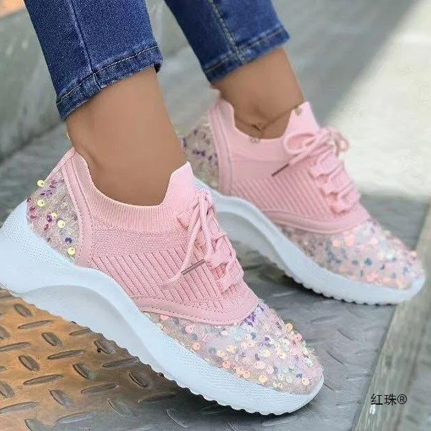 Belifi Autumn Women's Fashionable Comfortable Sequin Casual Sports Shoes