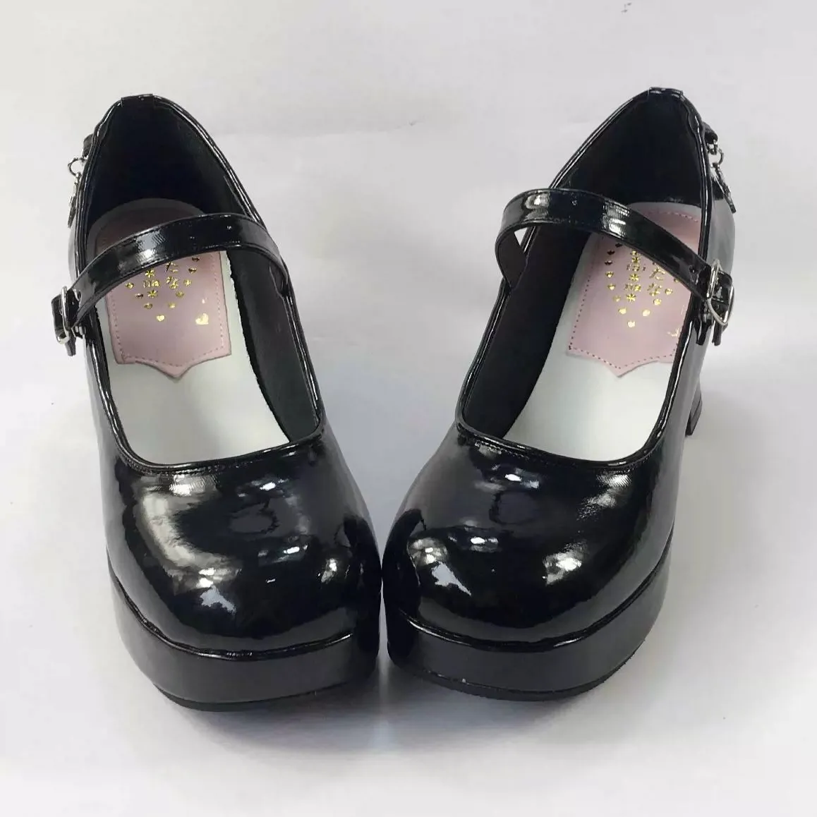 (BFM)Antaina~Punk Lolita Heels Shoes Metal Cross Horseshoe Heel Shoes