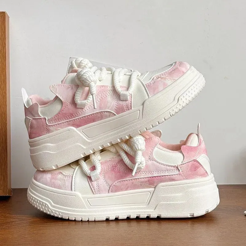 binfenxie  -  Designer Platform Sneakers for Women  Fashion Casual White Spring Autumn Board Shoes Female Pink Lace Sports Zapatillas Mujer
