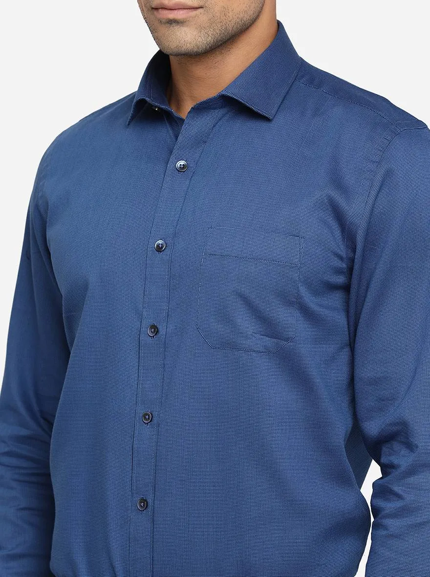 Blue Solid Regular Fit Formal Shirt | Greenfibre