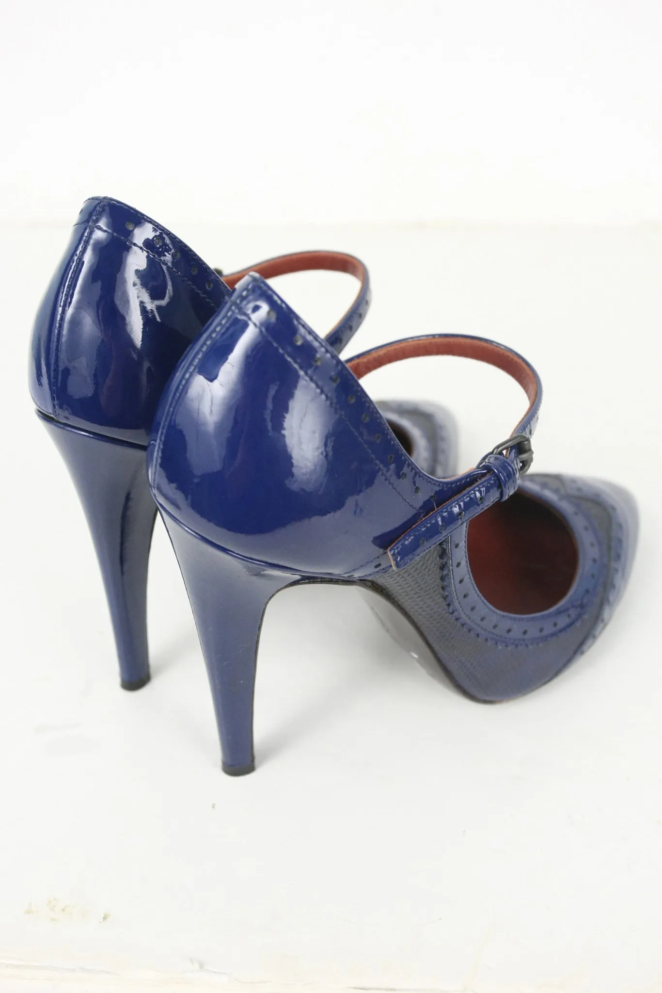 Bottega Veneta Blue Patent Mary Janes Size (38)