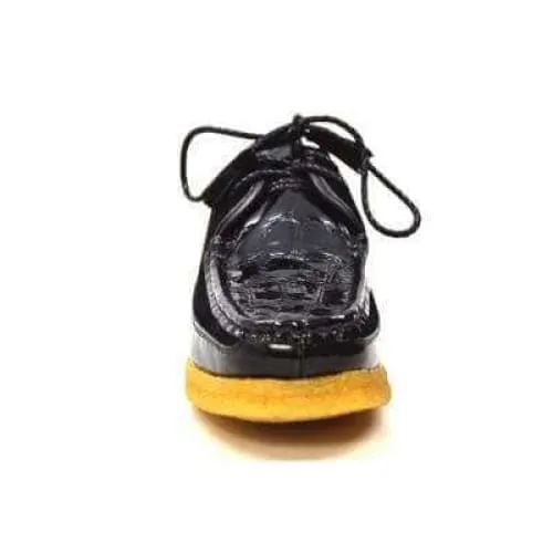 British Walkers Crown Croc Men's Black Crocodile Leather and Suede Crepe Sole