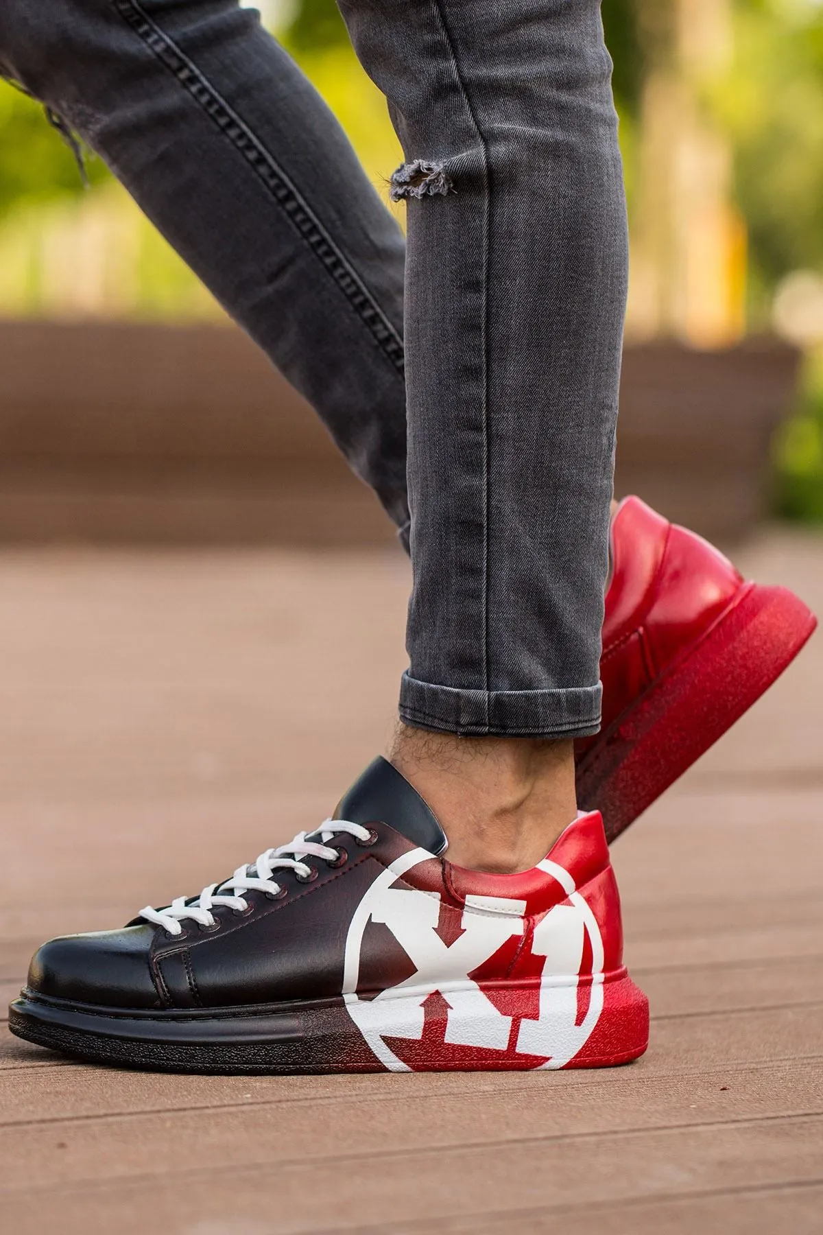 CH254 Men's Unisex Black-Red Casual Sneaker Sports Shoes