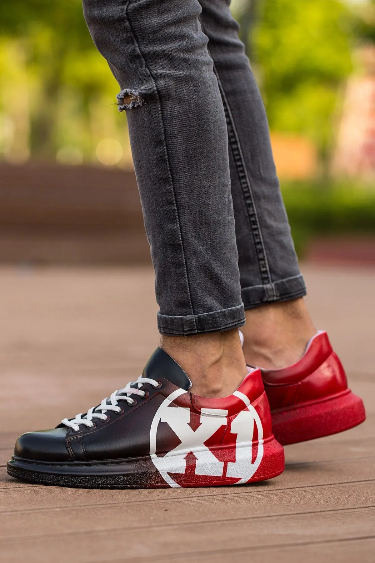 CH254 Men's Unisex Black-Red Casual Sneaker Sports Shoes