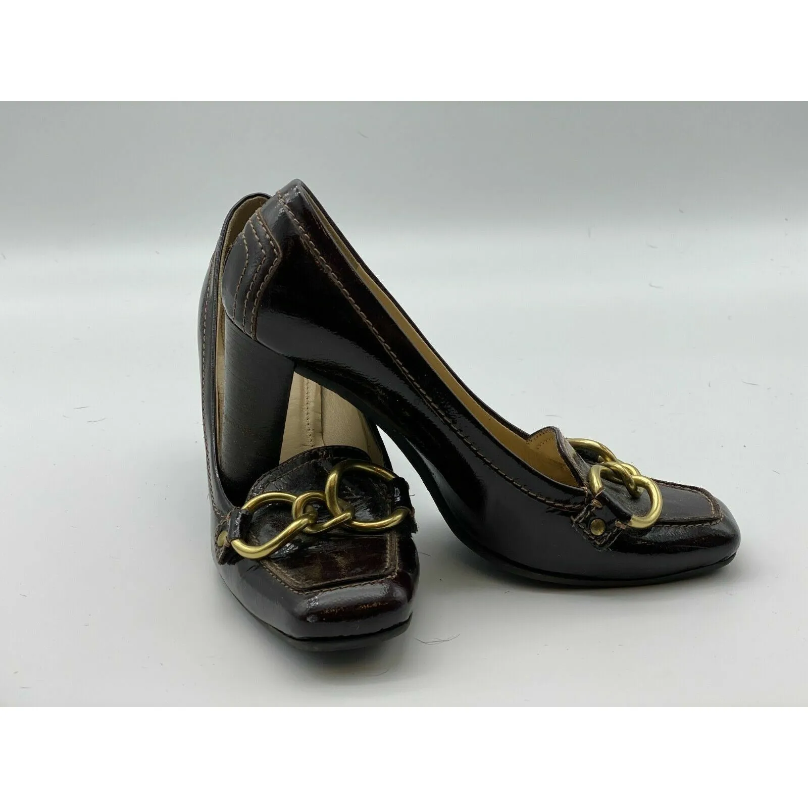 Coach Krystle Leather Loafer Pump Heel Pumps Made in Italy Size 7.5 B