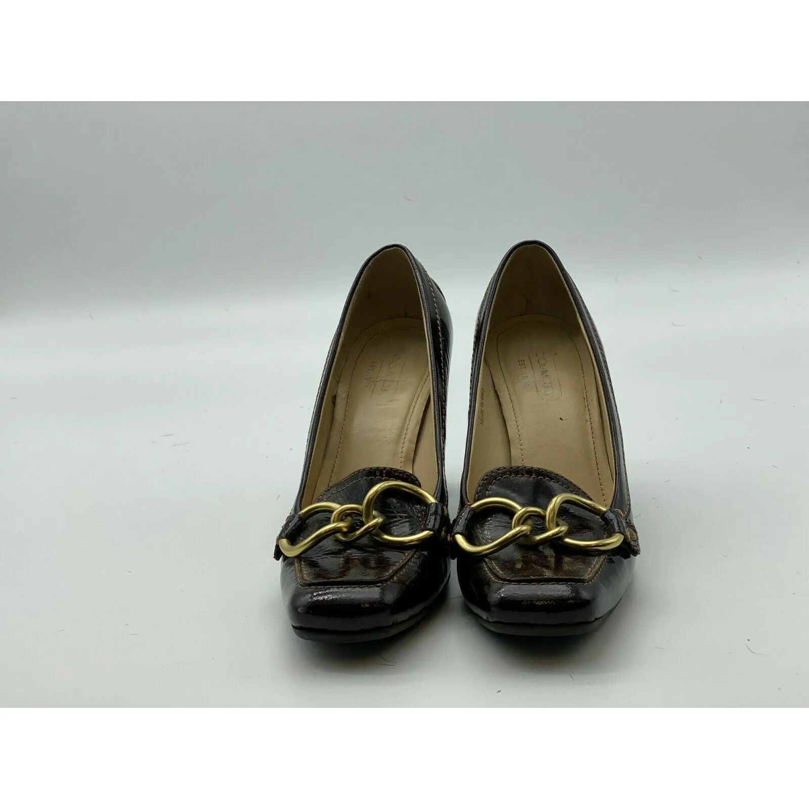 Coach Krystle Leather Loafer Pump Heel Pumps Made in Italy Size 7.5 B