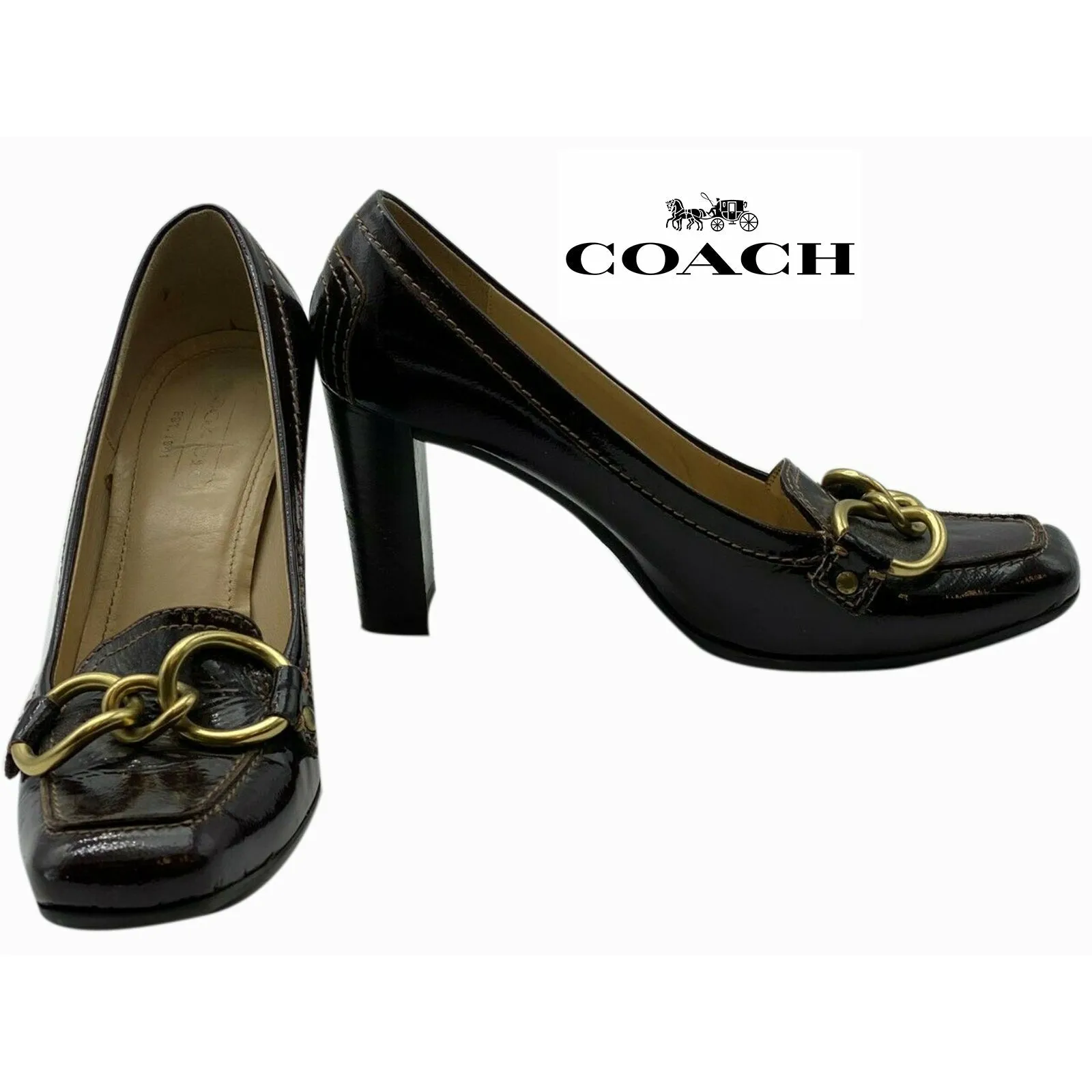 Coach Krystle Leather Loafer Pump Heel Pumps Made in Italy Size 7.5 B