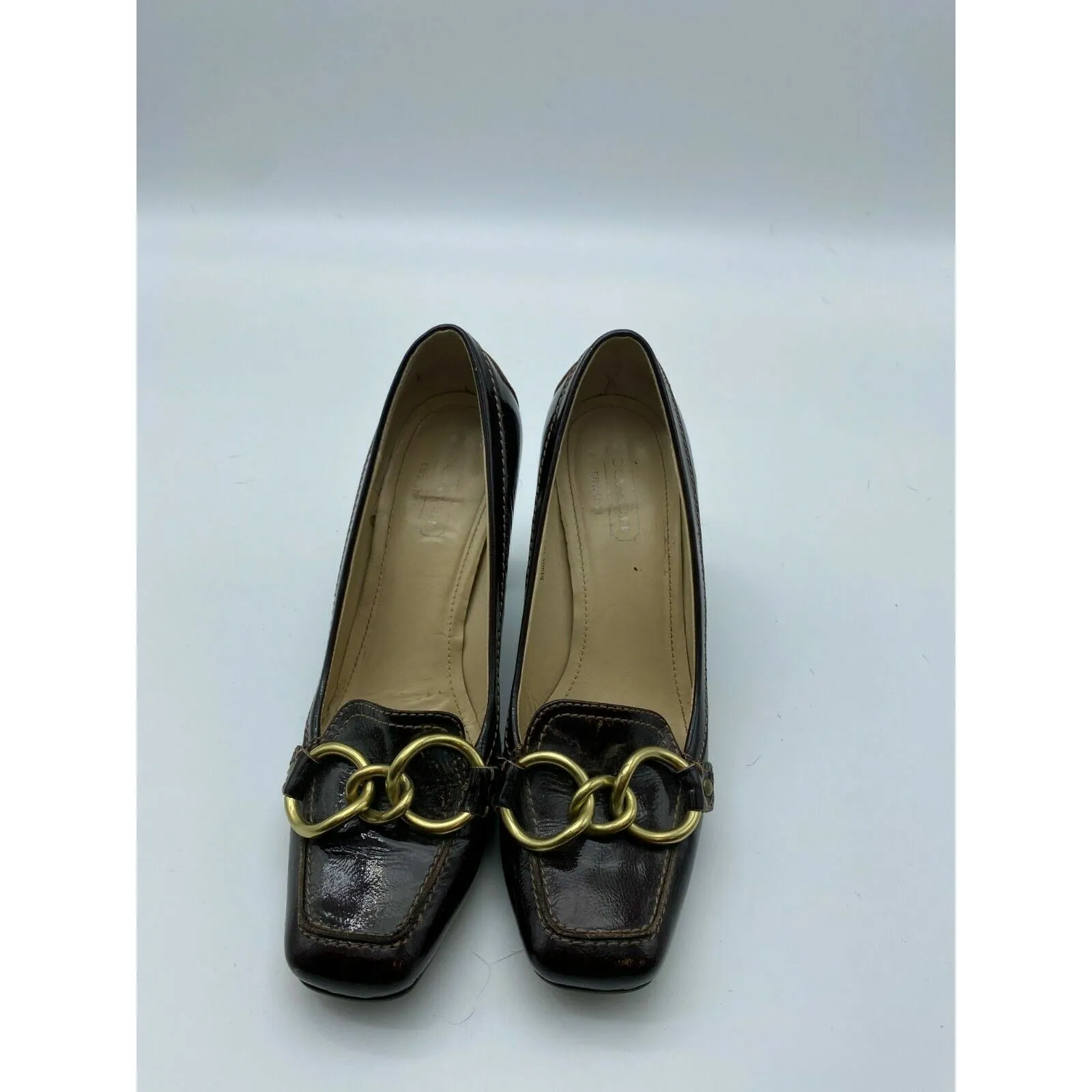 Coach Krystle Leather Loafer Pump Heel Pumps Made in Italy Size 7.5 B
