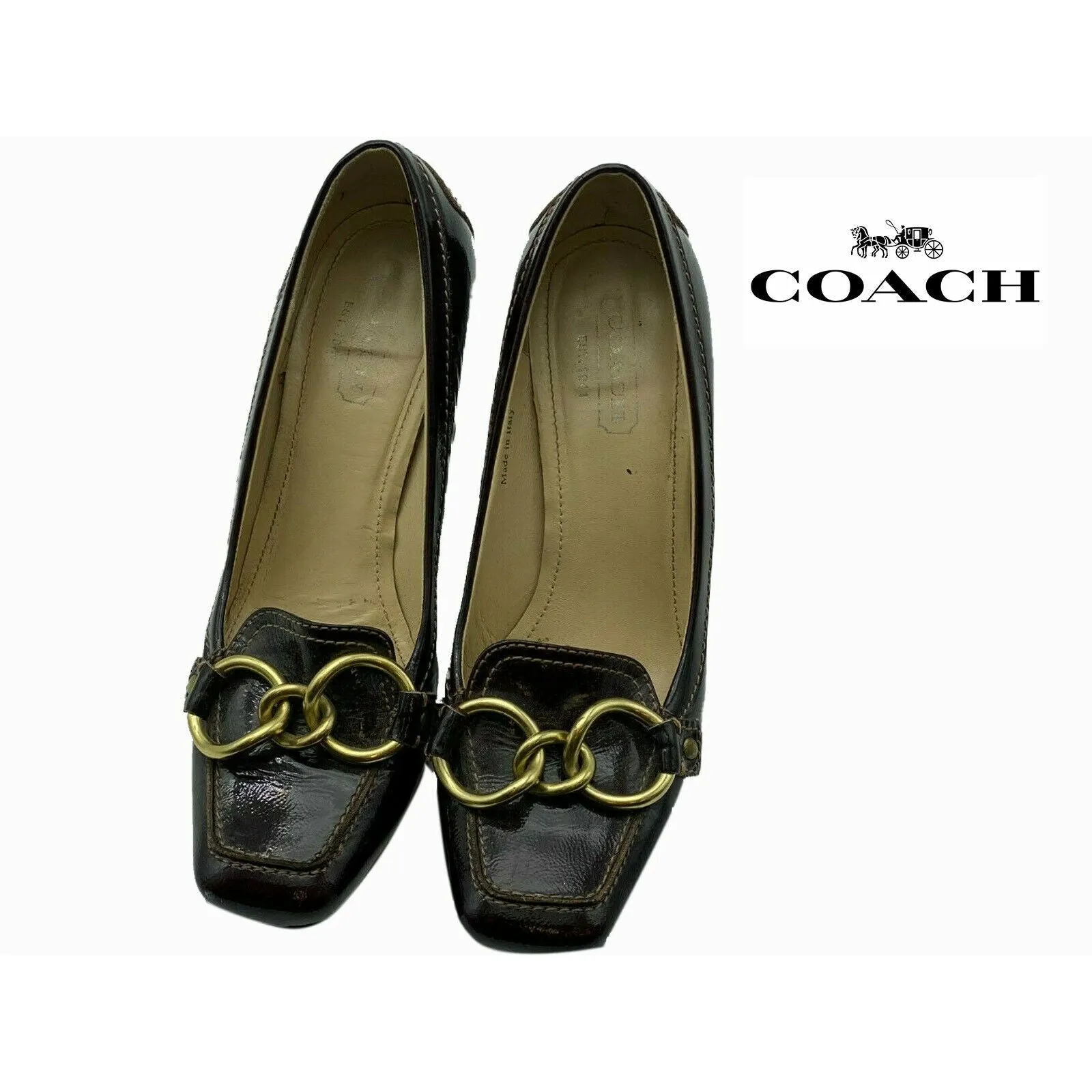 Coach Krystle Leather Loafer Pump Heel Pumps Made in Italy Size 7.5 B