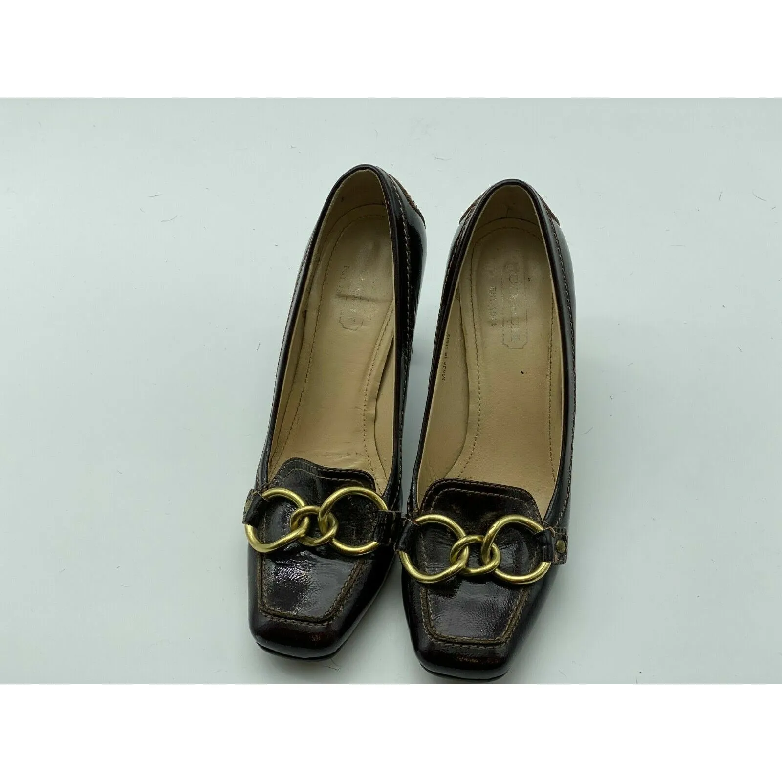 Coach Krystle Leather Loafer Pump Heel Pumps Made in Italy Size 7.5 B