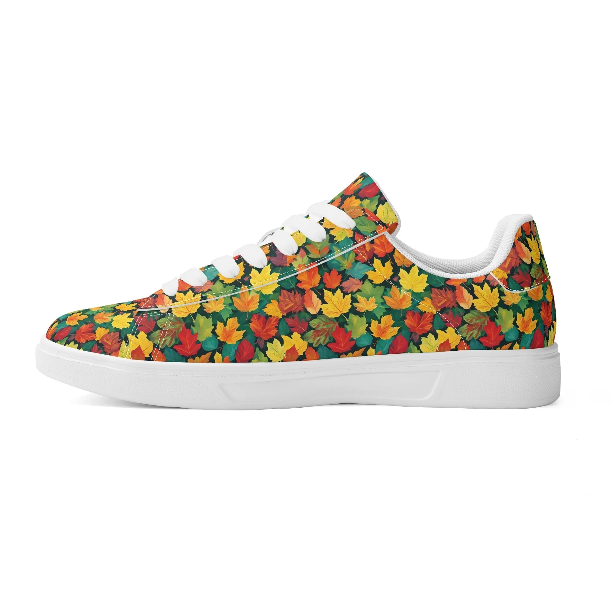 Colorful Leaves Adult Lightweight Brand Low Top Leather Shoes