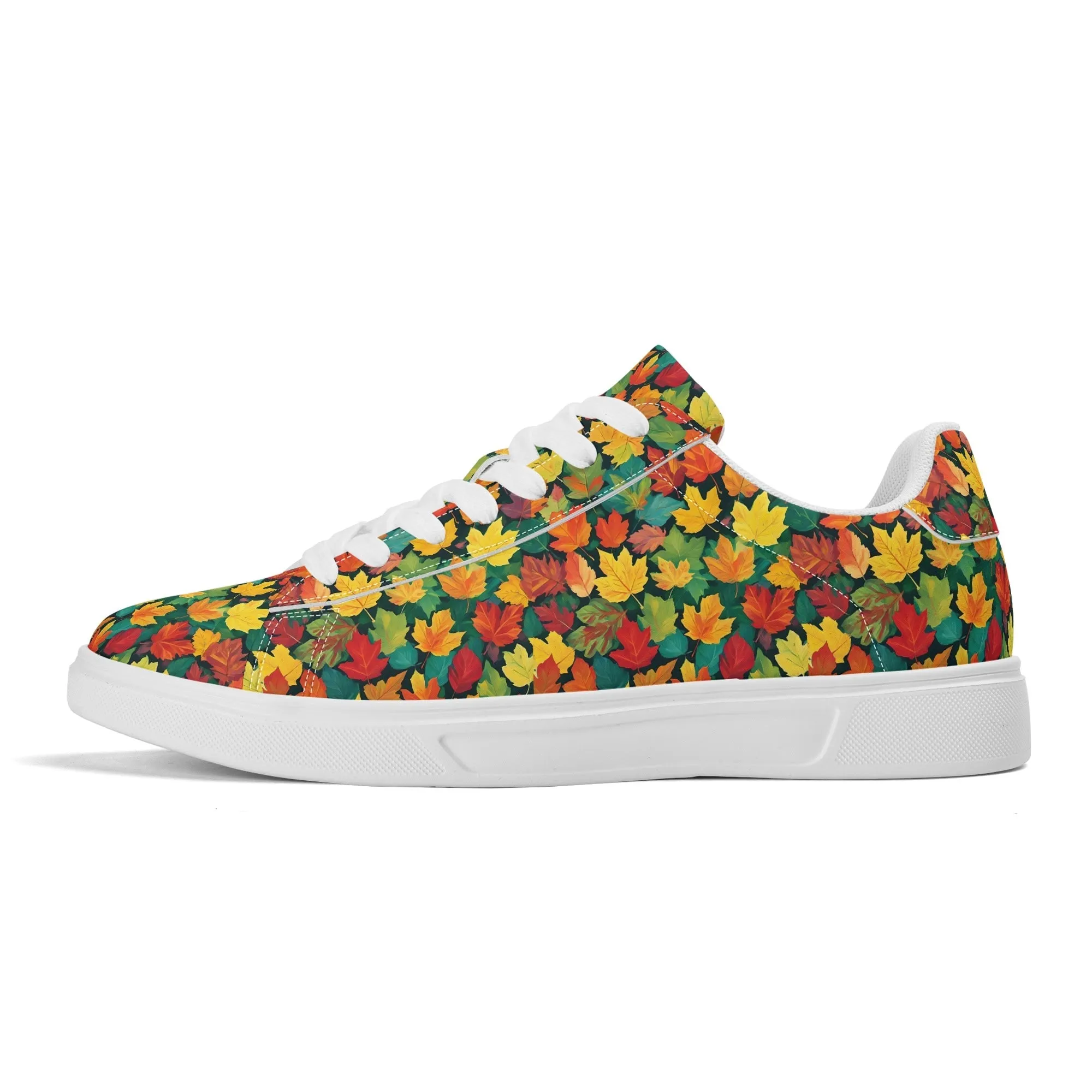 Colorful Leaves Adult Lightweight Brand Low Top Leather Shoes