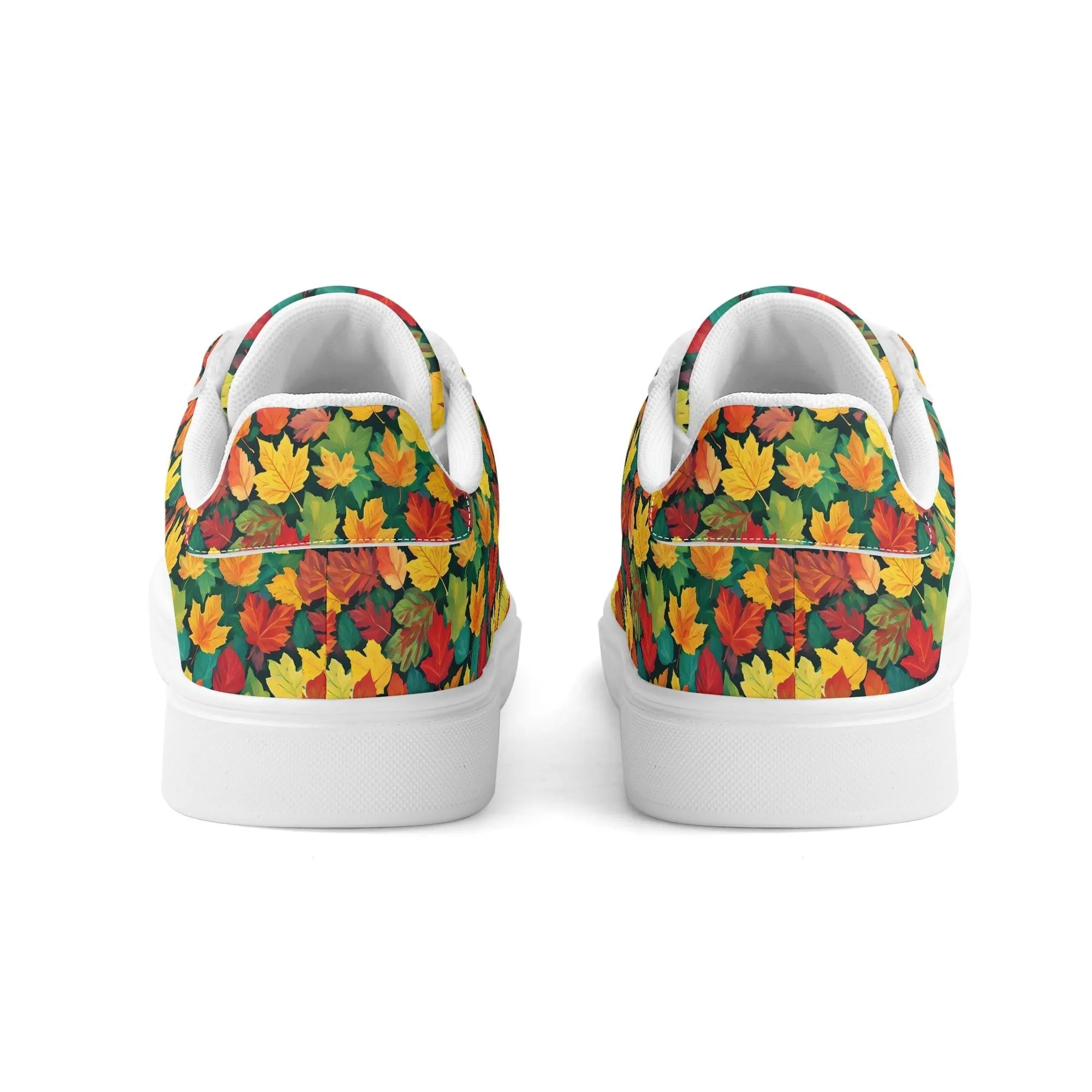 Colorful Leaves Adult Lightweight Brand Low Top Leather Shoes
