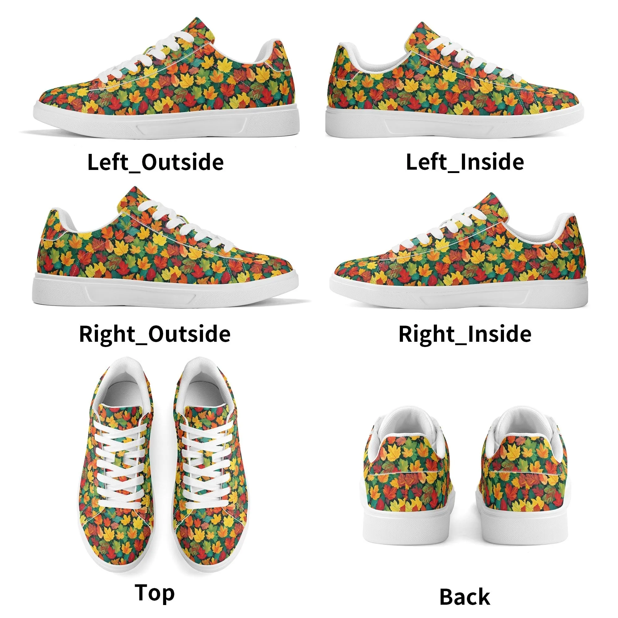 Colorful Leaves Adult Lightweight Brand Low Top Leather Shoes