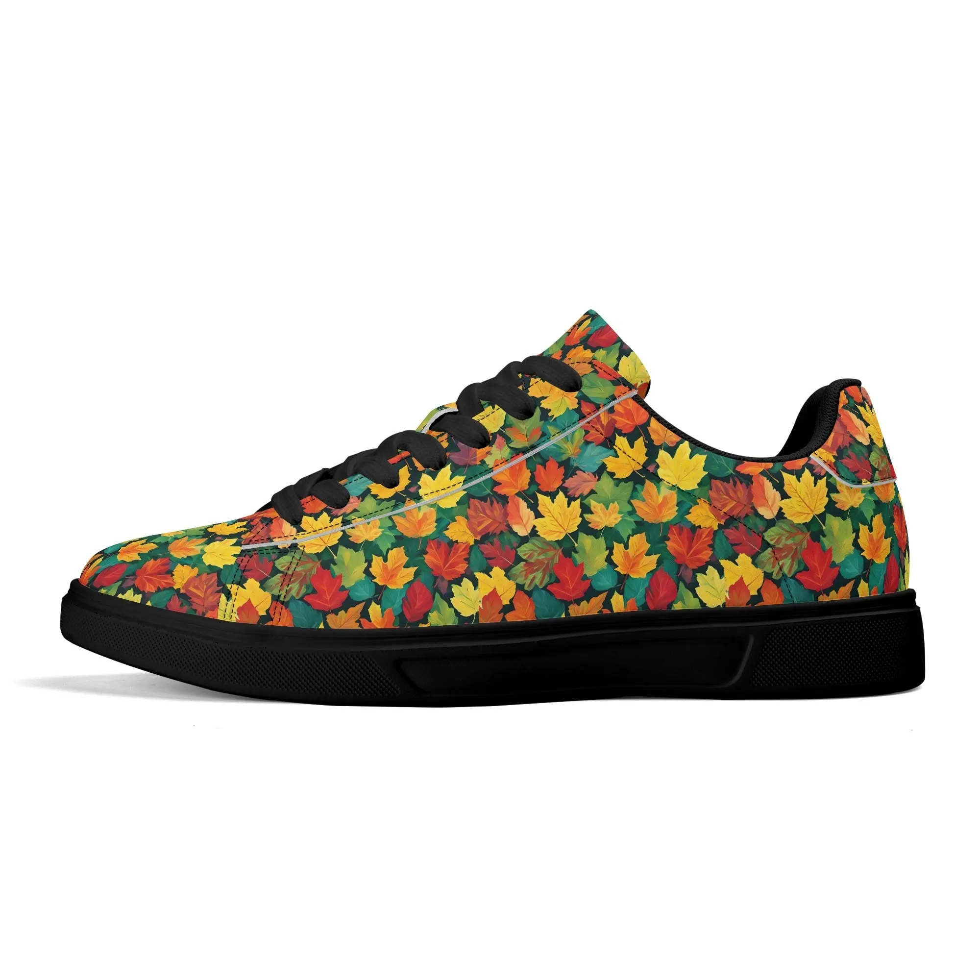 Colorful Leaves Adult Lightweight Brand Low Top Leather Shoes