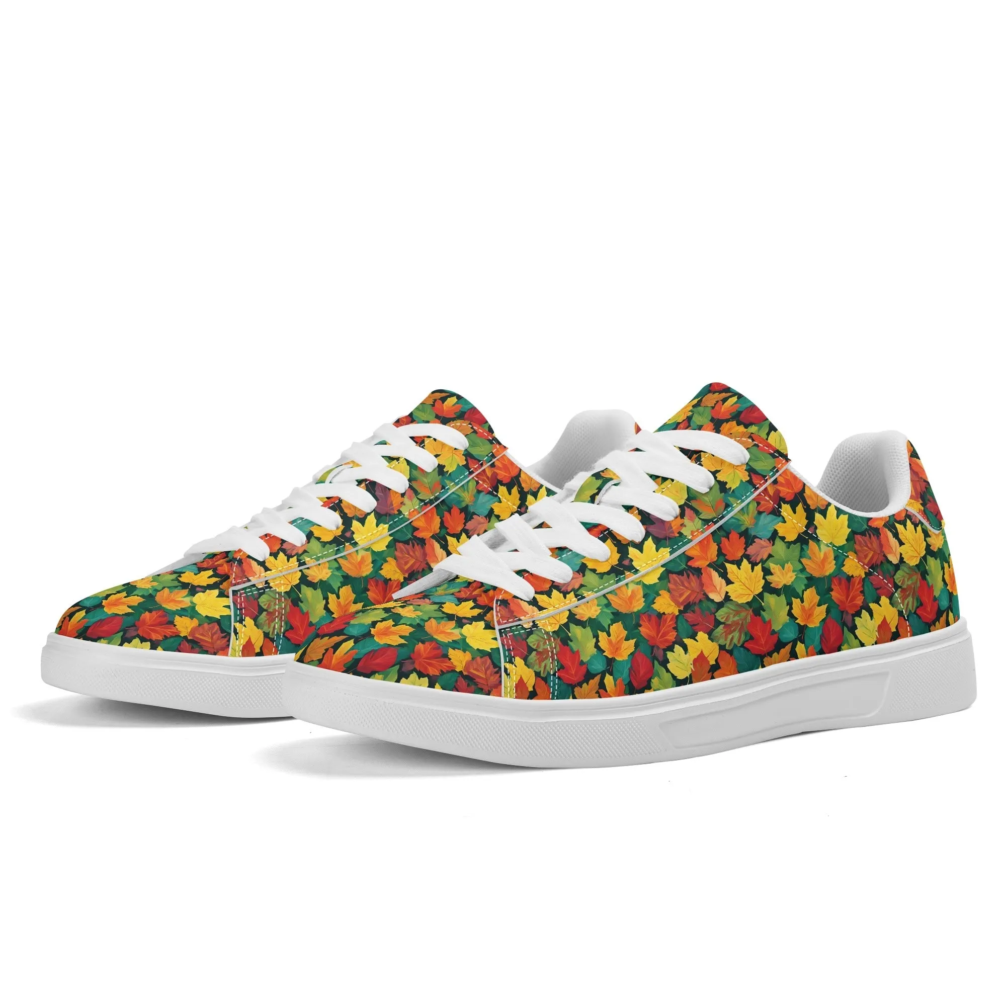 Colorful Leaves Adult Lightweight Brand Low Top Leather Shoes