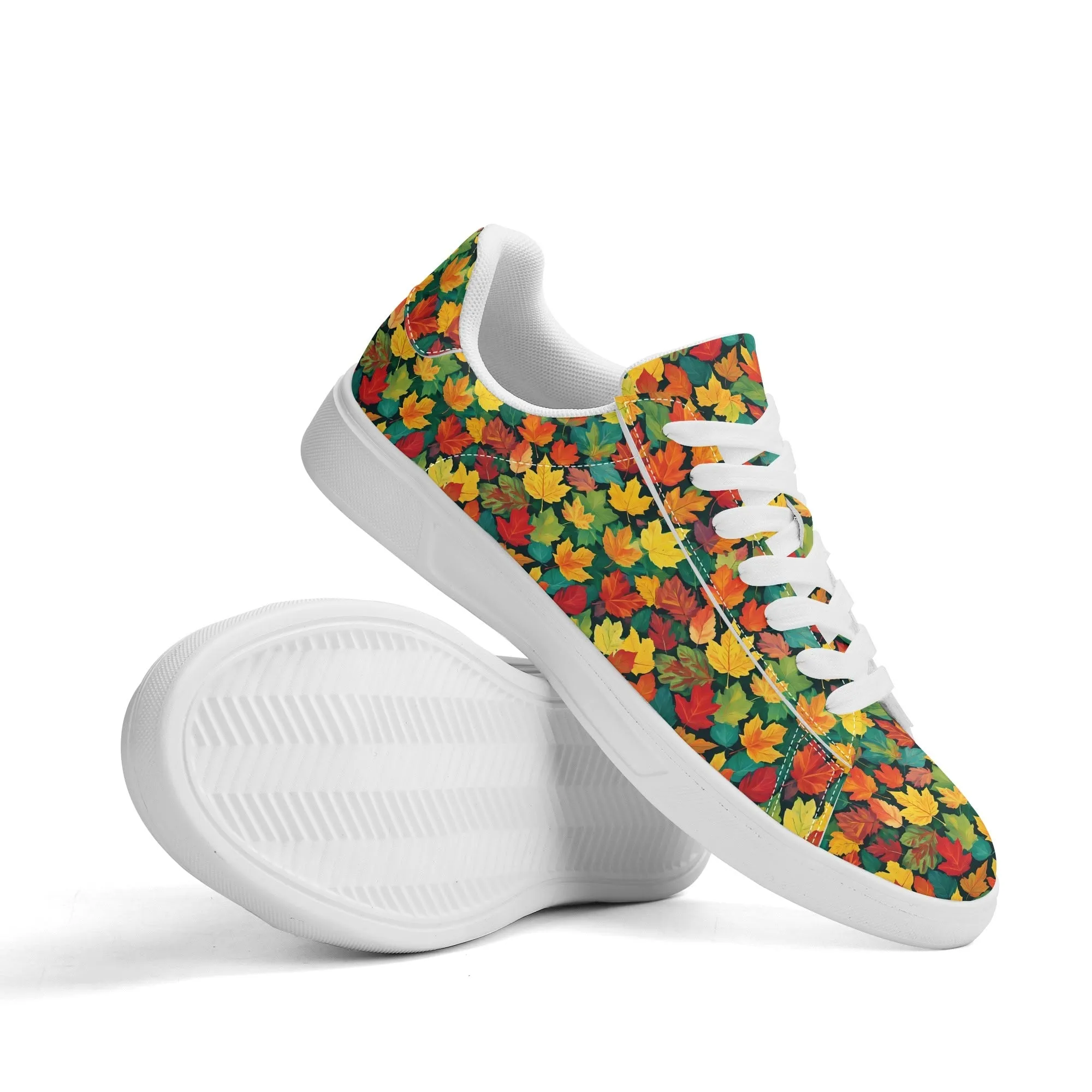 Colorful Leaves Adult Lightweight Brand Low Top Leather Shoes