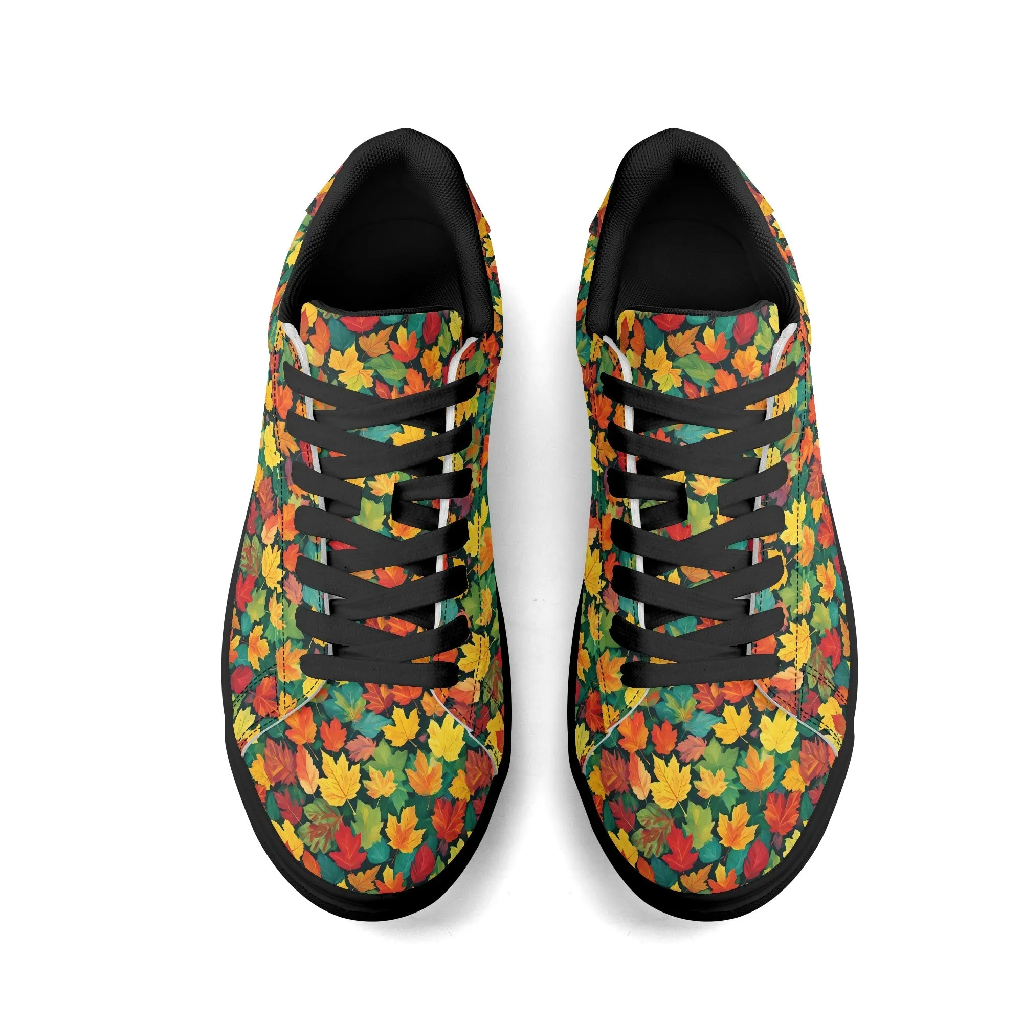 Colorful Leaves Adult Lightweight Brand Low Top Leather Shoes