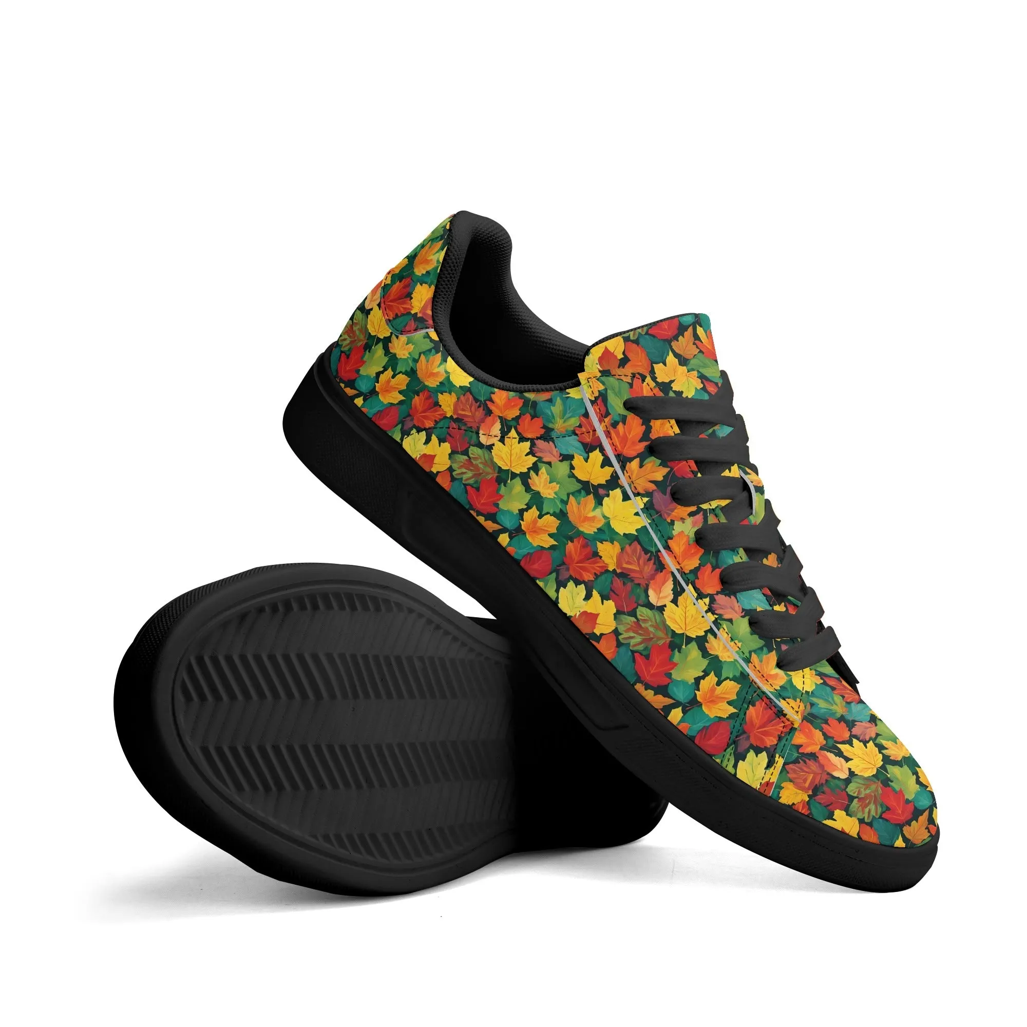 Colorful Leaves Adult Lightweight Brand Low Top Leather Shoes