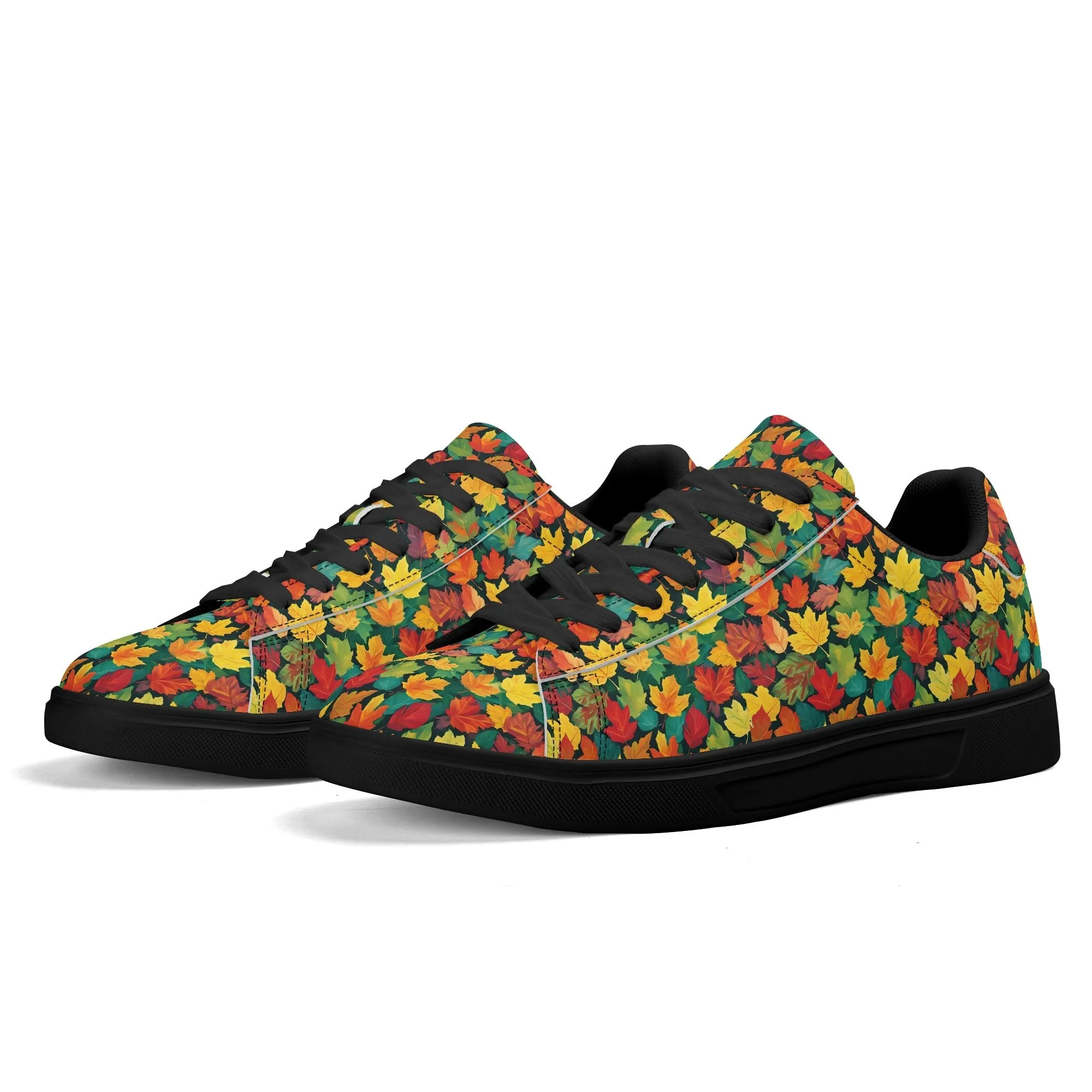 Colorful Leaves Adult Lightweight Brand Low Top Leather Shoes