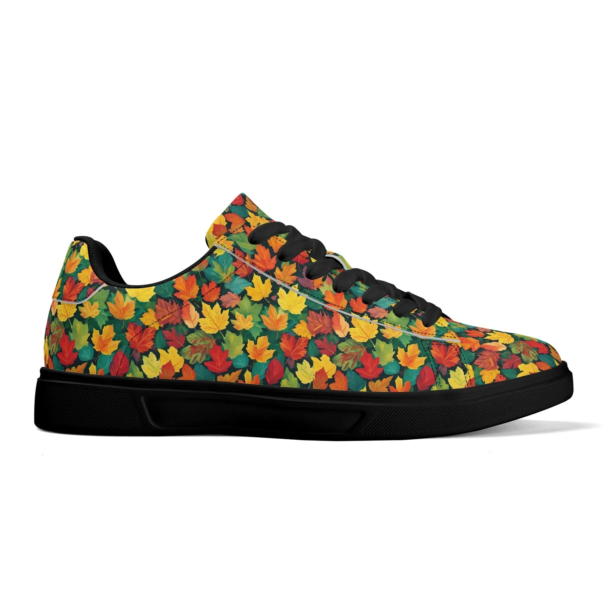 Colorful Leaves Adult Lightweight Brand Low Top Leather Shoes