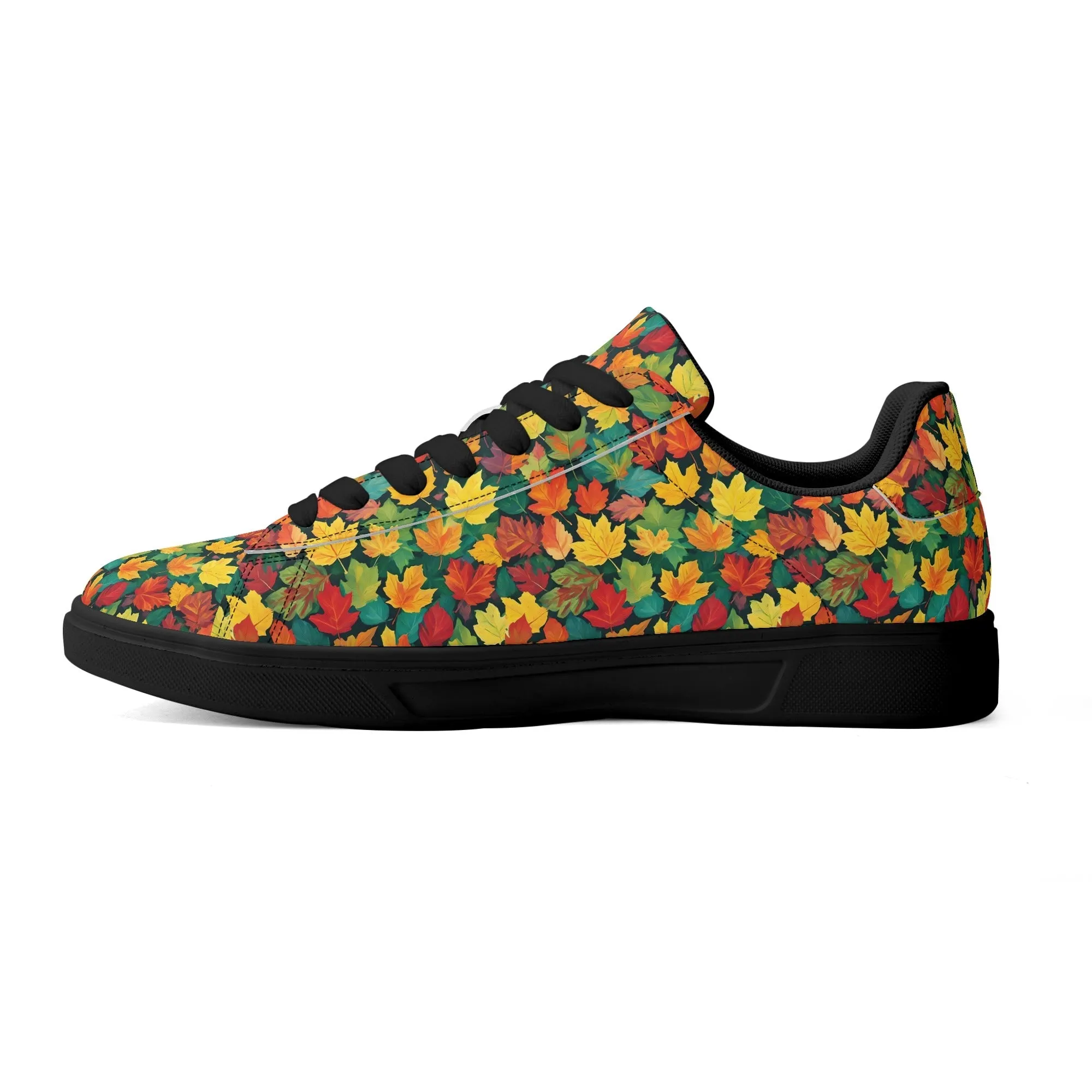 Colorful Leaves Adult Lightweight Brand Low Top Leather Shoes