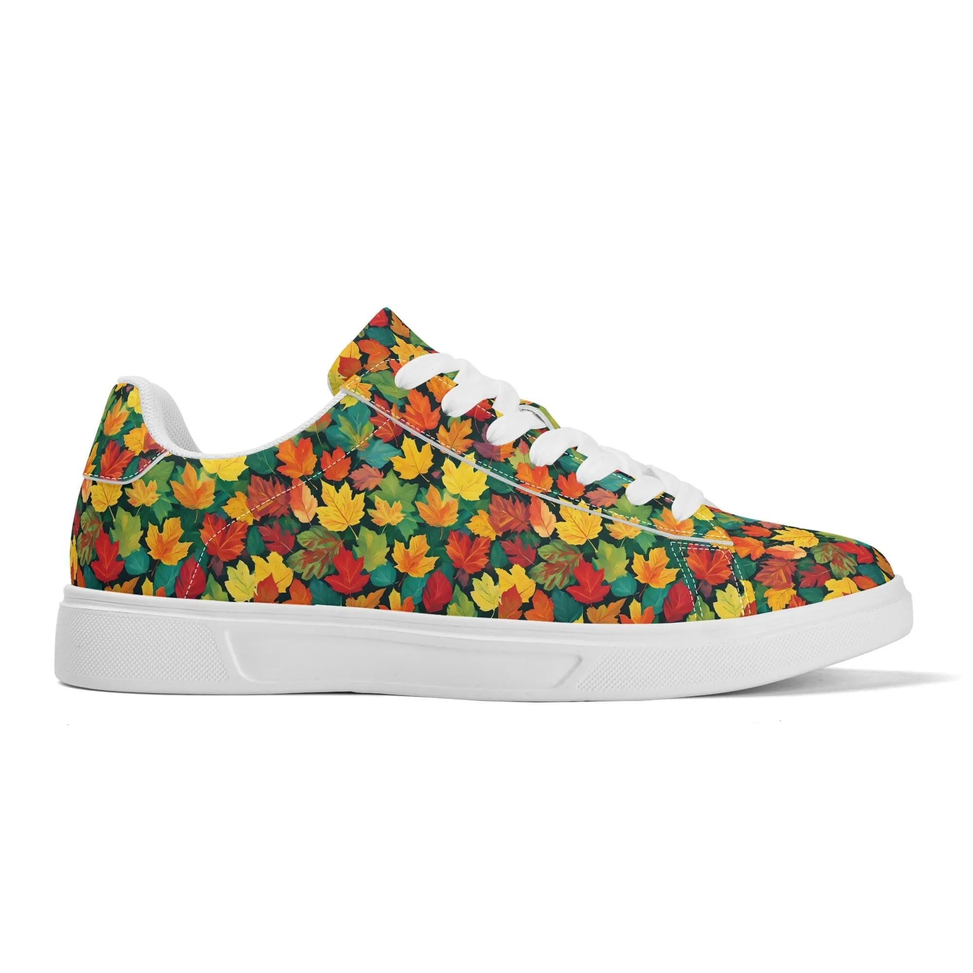 Colorful Leaves Adult Lightweight Brand Low Top Leather Shoes