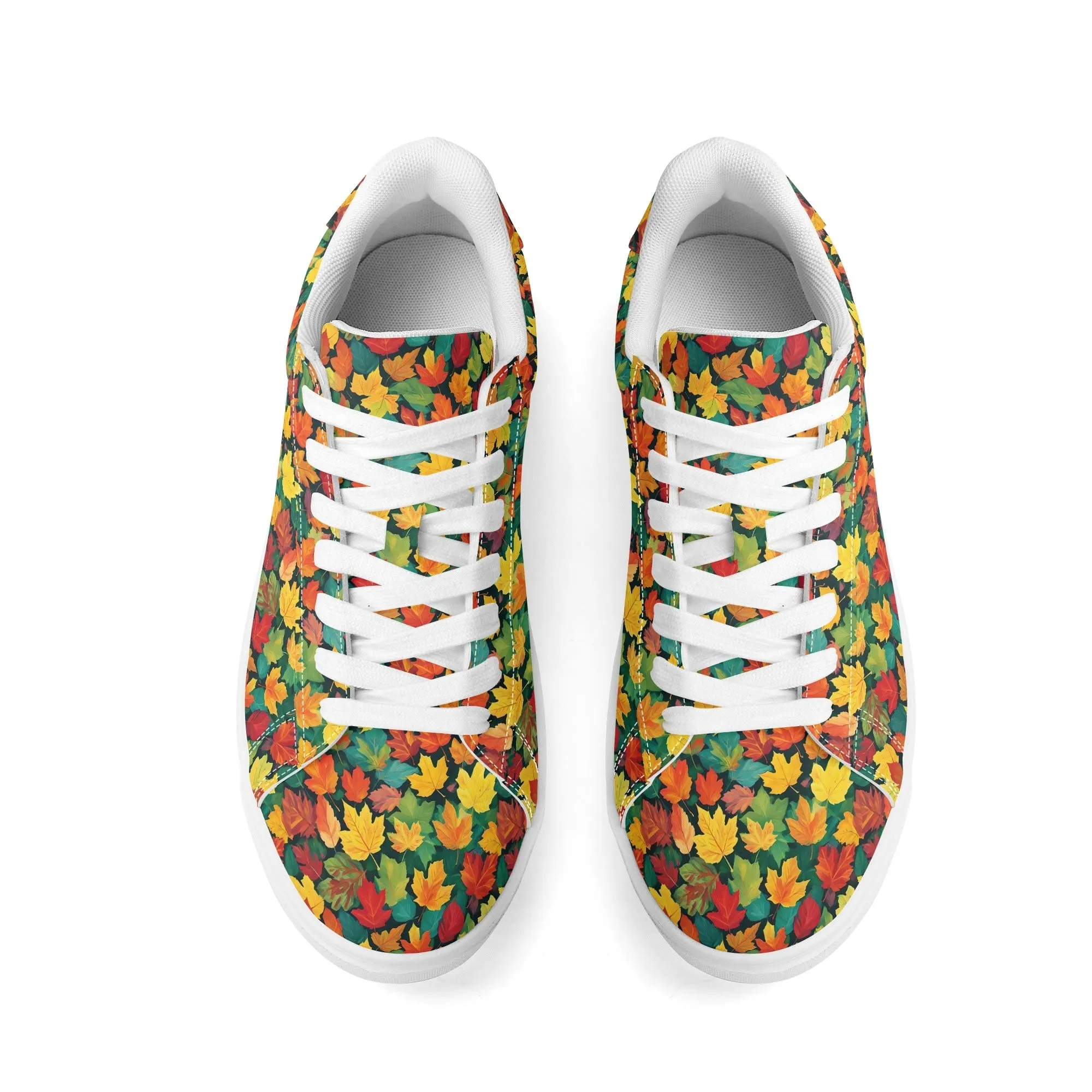 Colorful Leaves Adult Lightweight Brand Low Top Leather Shoes