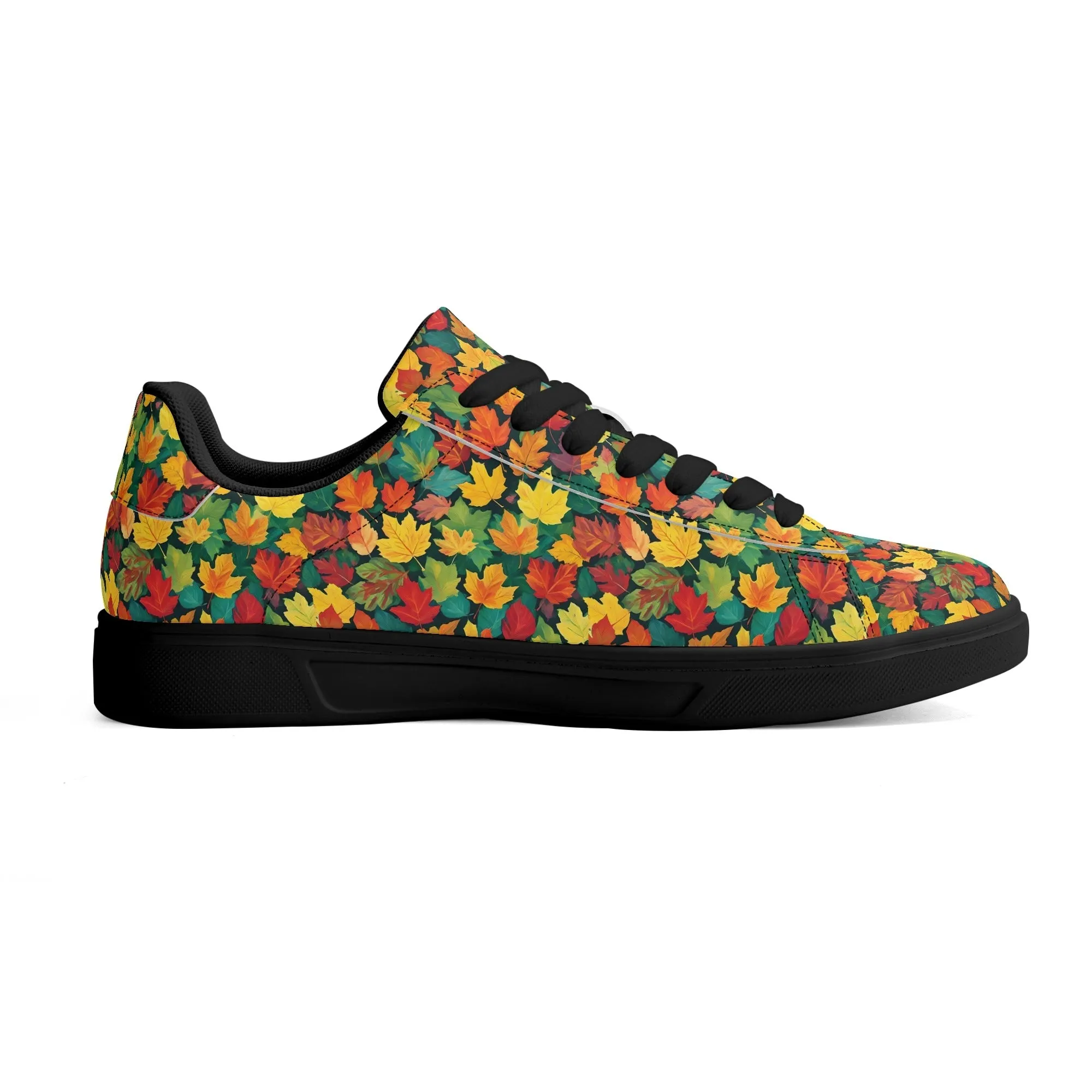 Colorful Leaves Adult Lightweight Brand Low Top Leather Shoes