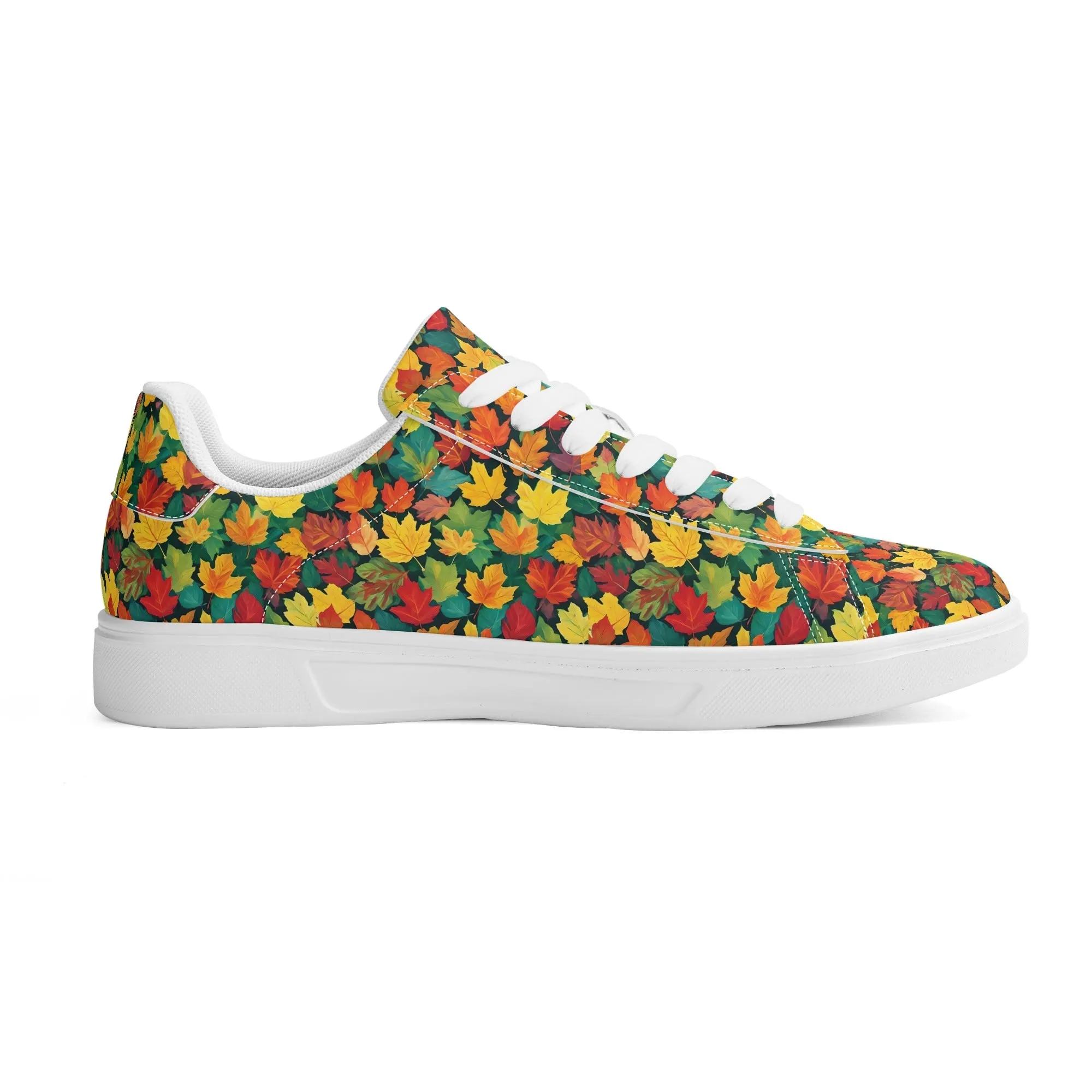 Colorful Leaves Adult Lightweight Brand Low Top Leather Shoes