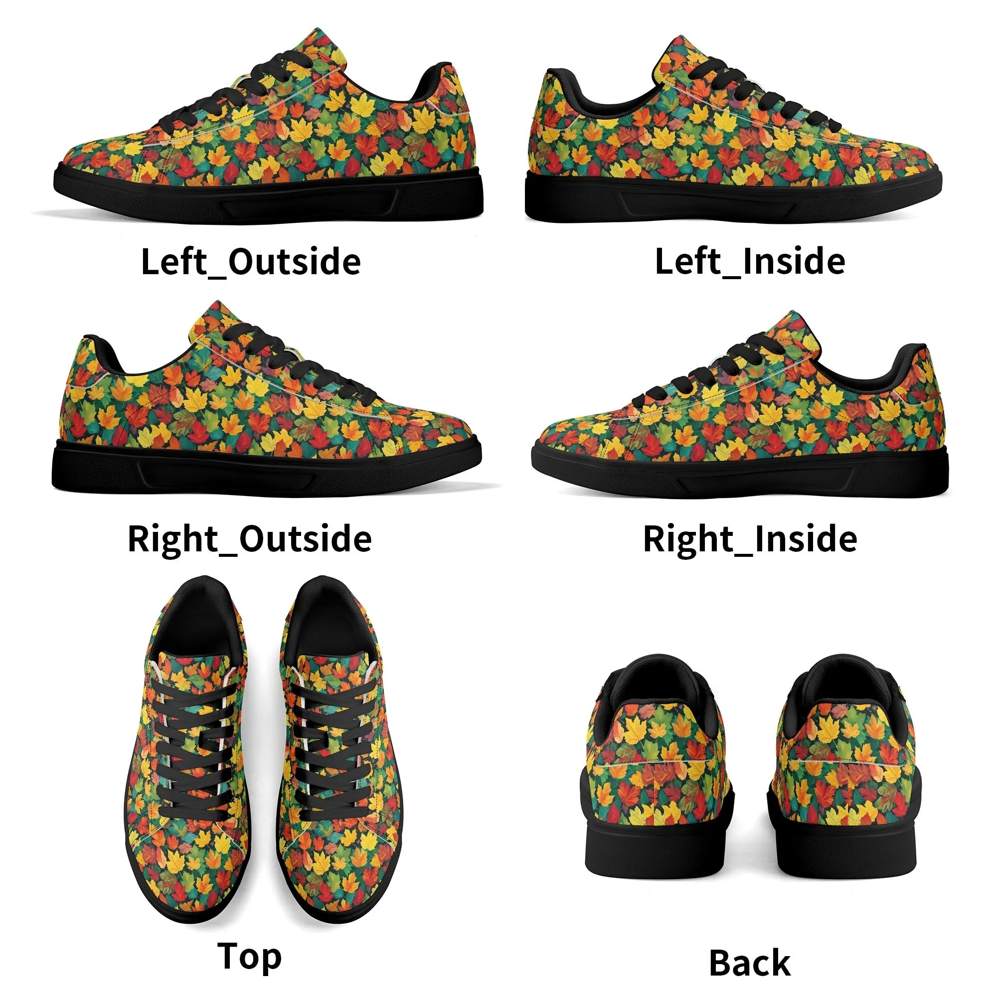 Colorful Leaves Adult Lightweight Brand Low Top Leather Shoes