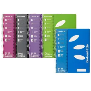 Colourhide 3-Subject Notebook 300 Page A4 Assorted