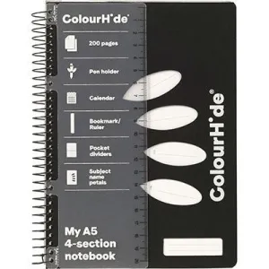 Colourhide My 4-Section Notebook 200 Page A5 Black