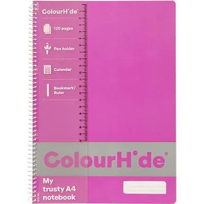 Colourhide My Trusty Notebook 120 Page A4 Fluoro Pink